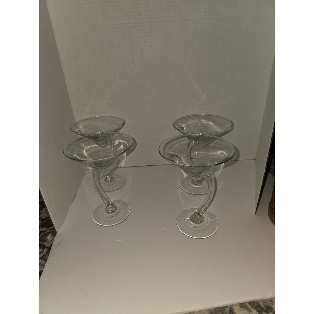 Libby Bravur Swerve Martini Or Sherbert‎ Glasses. 1990s. 4 Glasses In Set